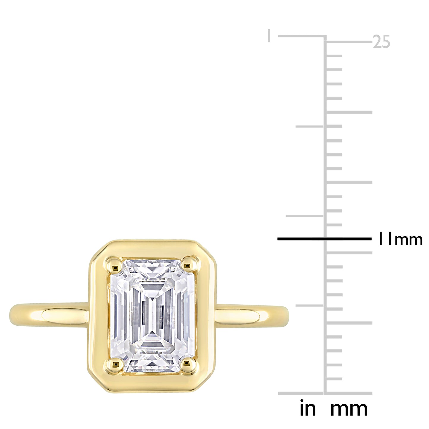 1 3/4ct Octagon Cut Moissanite Bezel Engagement Ring in 10k Yellow Gold