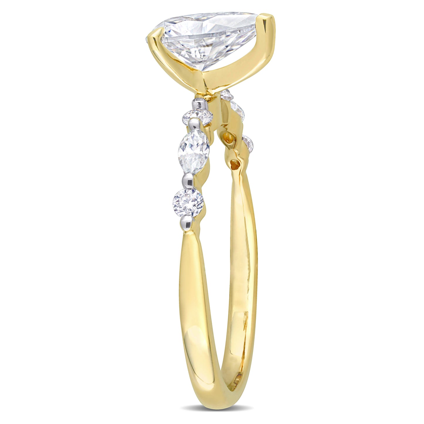 Pear Moissanite Ring in 10k Yellow Gold