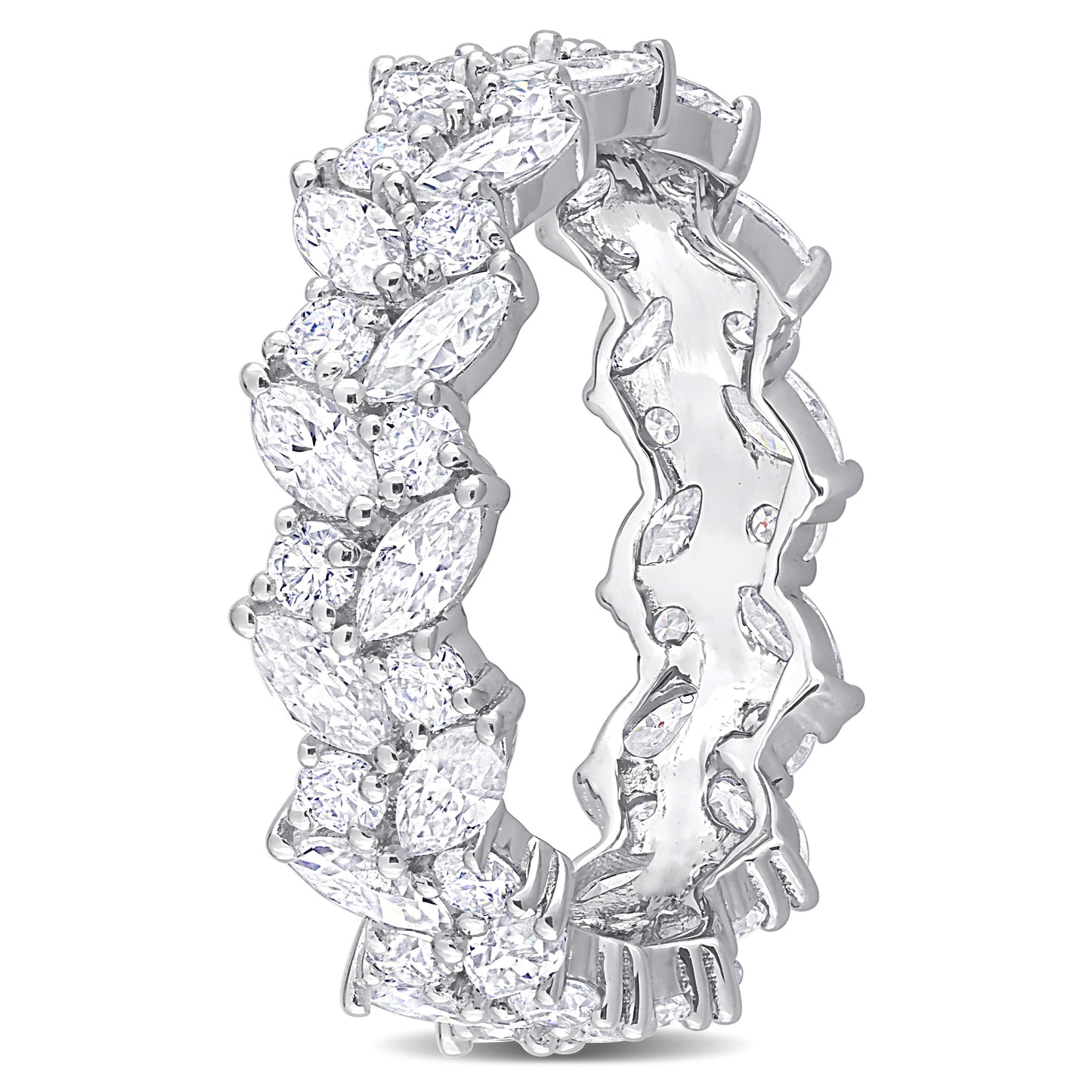 Marquise Moissanite Eternity Band in Sterling Silver