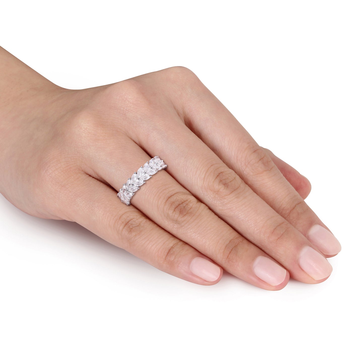 Marquise Moissanite Double Eternity Band in Sterling Silver