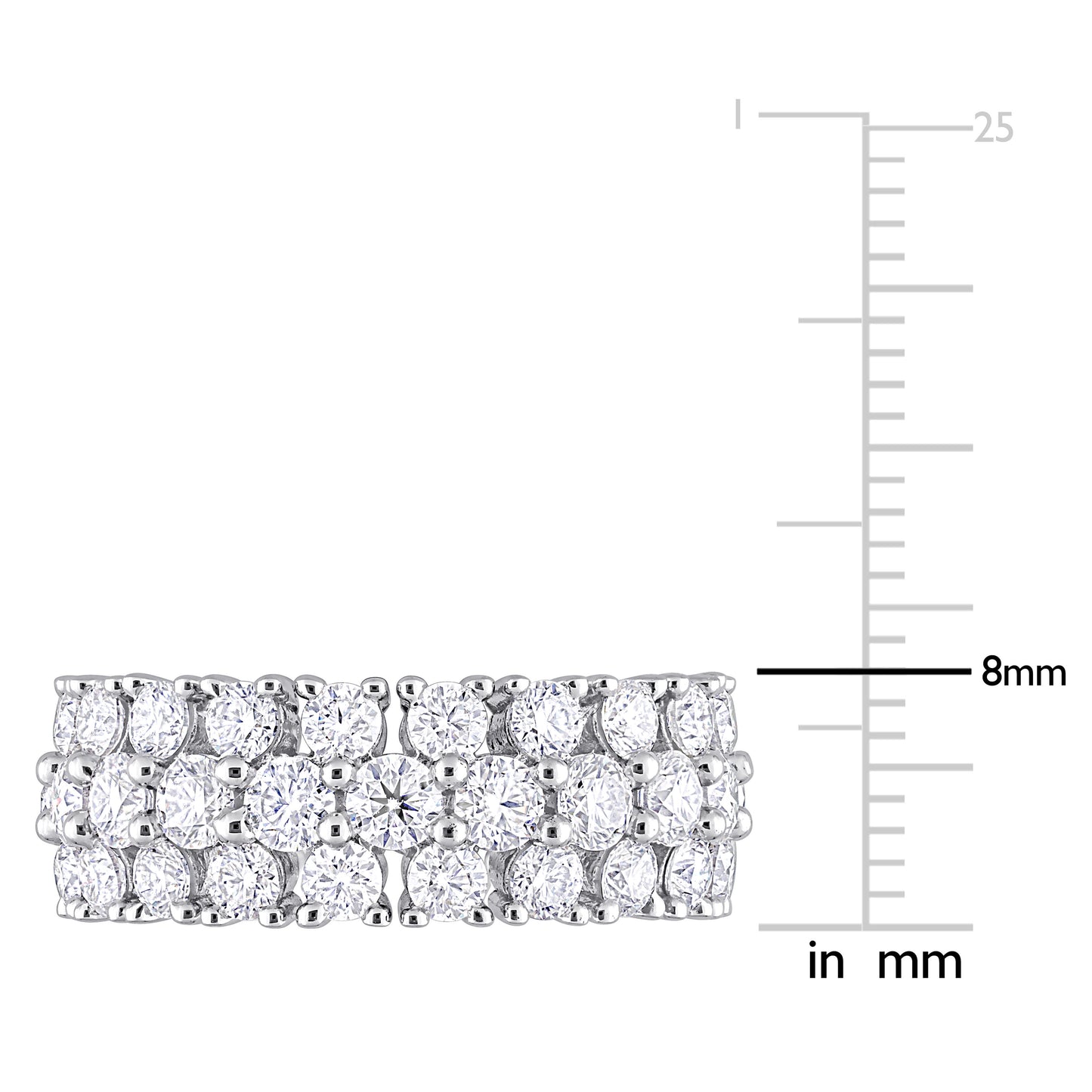 Pear & Round Moissanite Triple Band in Sterling Silver