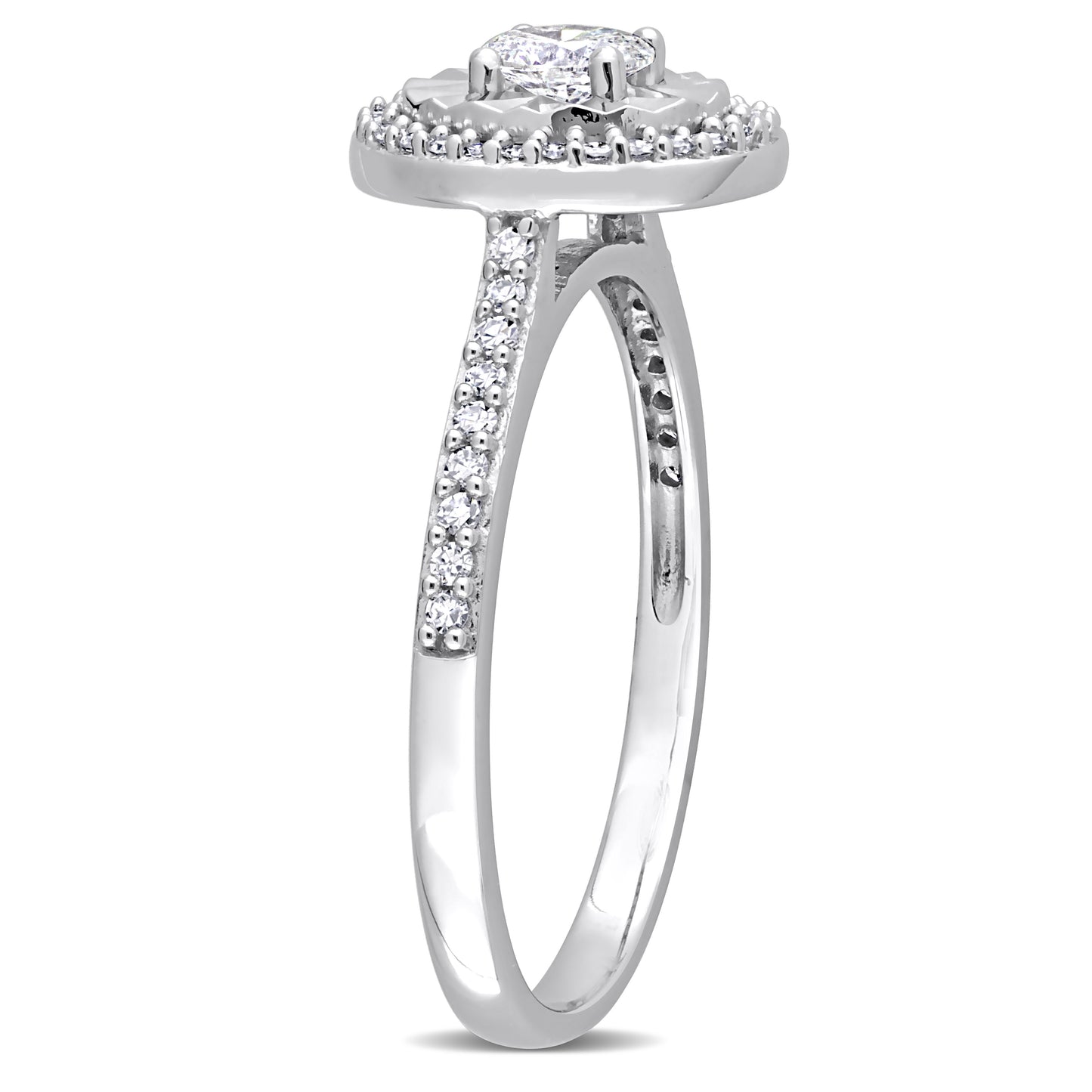 Oval Halo Diamond Ring in 14k White Gold