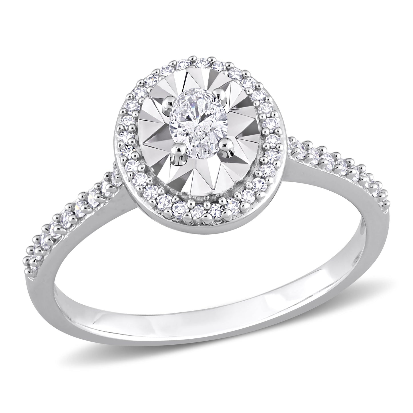 Oval Halo Diamond Ring in 14k White Gold