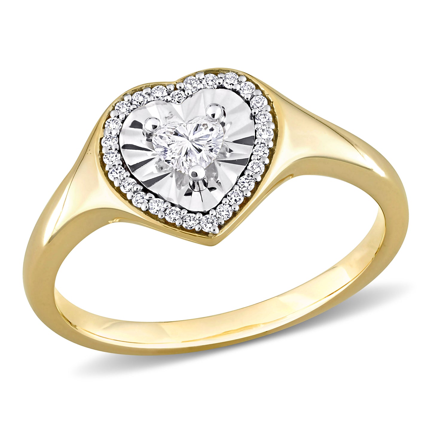Heart Diamond Signet Ring in 14k Yellow Gold