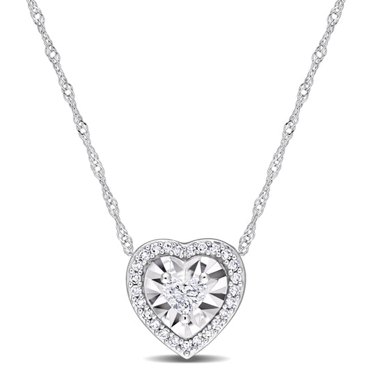 Heart Diamond Necklace in 14k White Gold