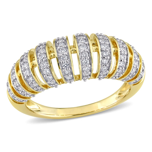 Diamond Open Dome Band in 14k Yellow Gold