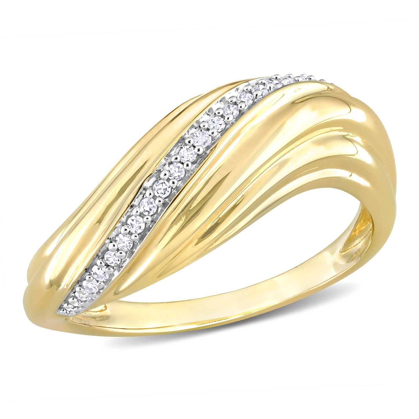 Swirl Diamond Ring in 14k Yellow Gold