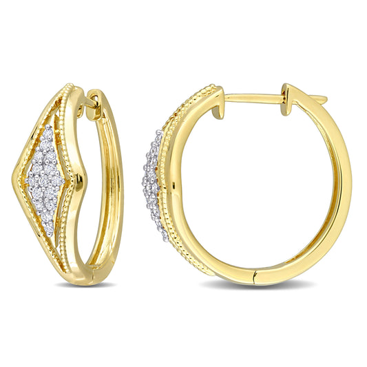 Diamond Pave Hoops in 10k Yellow Gold