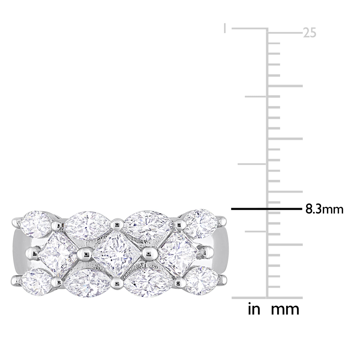 Marquise & Princess Diamond Band in 14k White Gold