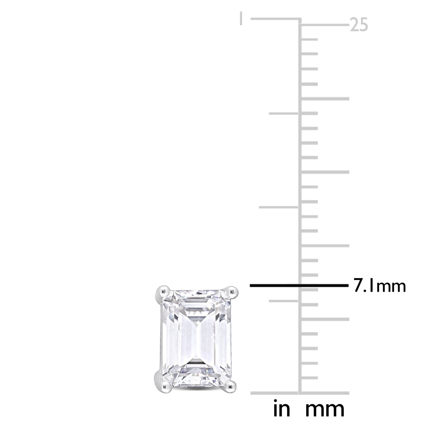 2ct Emerald Cut Moissanite Studs in Sterling Silver