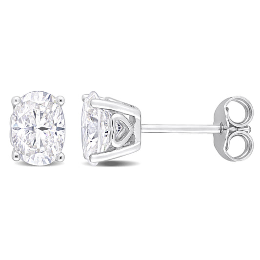 2ct Oval Cut Moissanite Studs in Sterling Silver