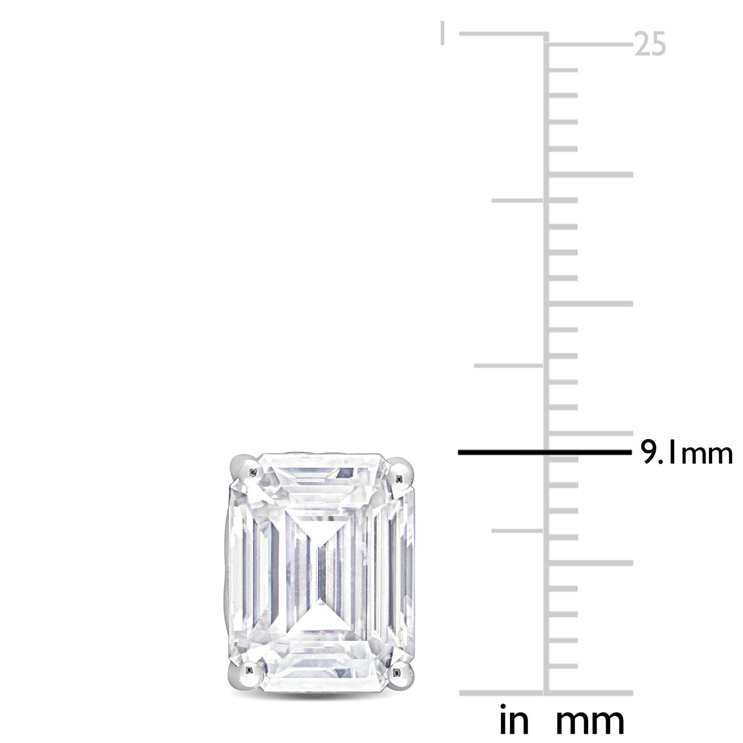4 4/5ct Emerald Cut Moissanite Studs in Sterling Silver