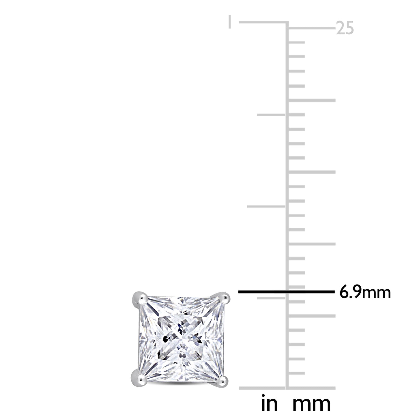 2 1/2ct Princess Cut Moissanite Studs in Sterling Silver