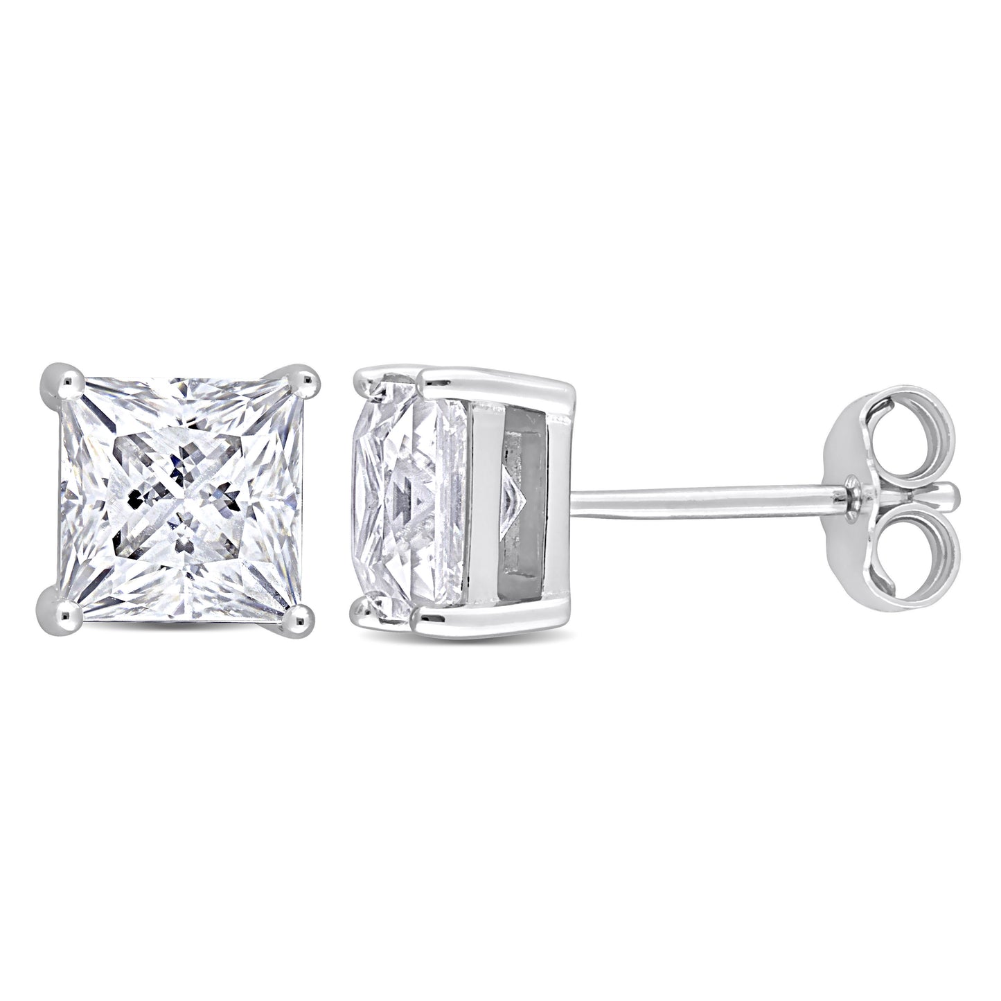 2 1/2ct Princess Cut Moissanite Studs in Sterling Silver
