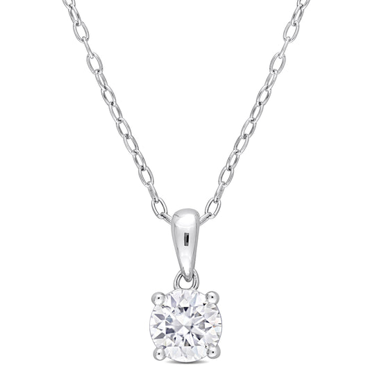 3/4ct Round Cut Moissanite Solitaire Necklace in Sterling Silver