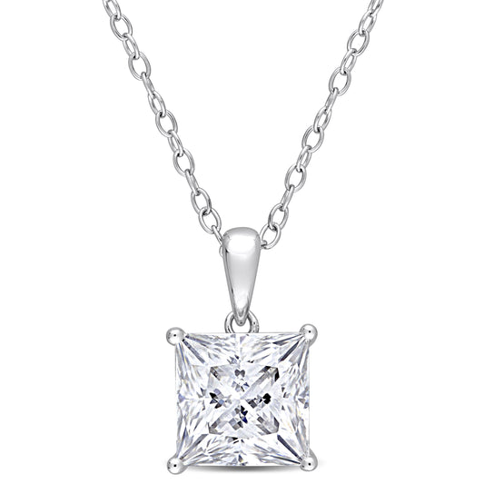 3ct Princess Cut Moissanite Necklace in Sterling Silver