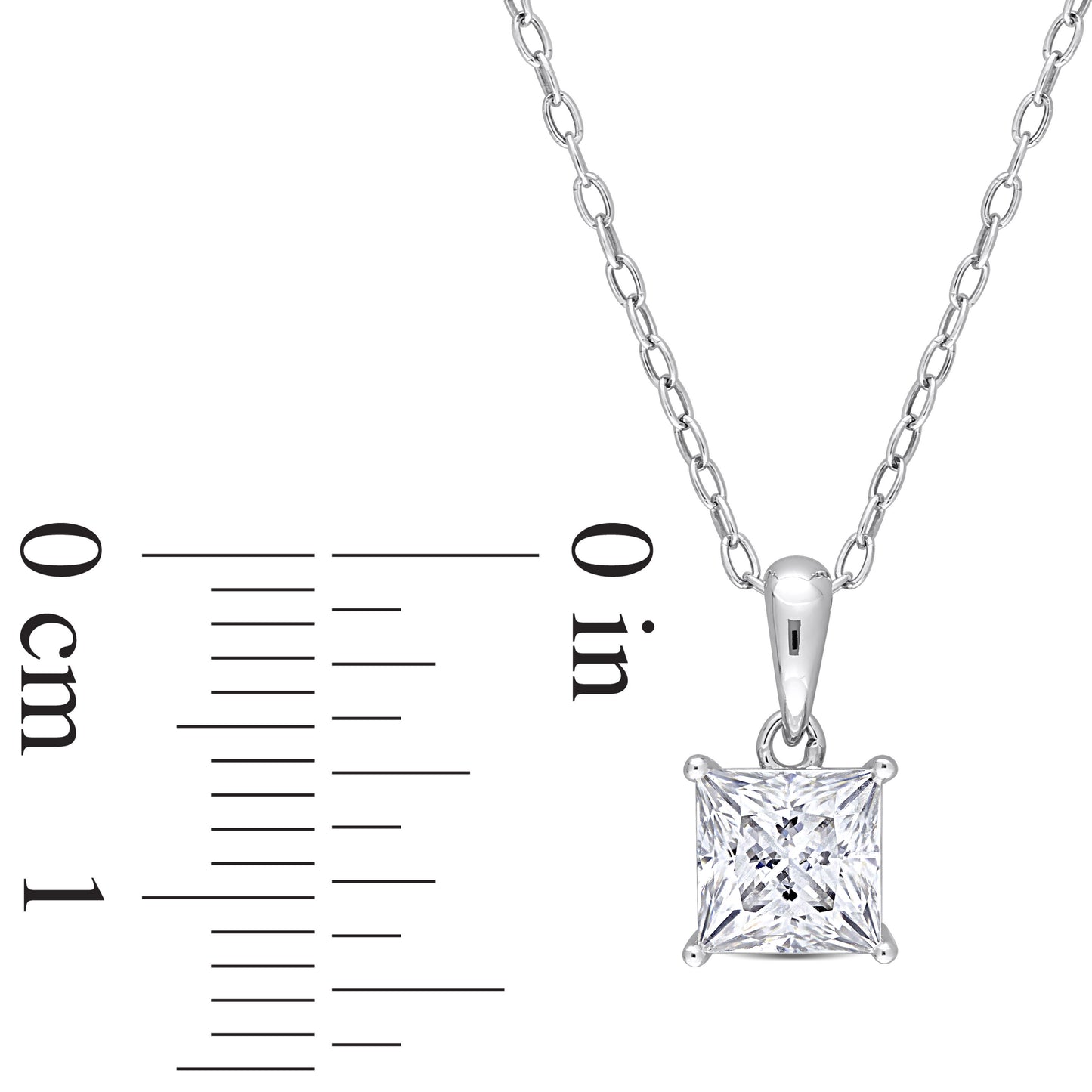 1 1/4ct Princess Cut Moissanite Solitaire Necklace in Sterling Silver