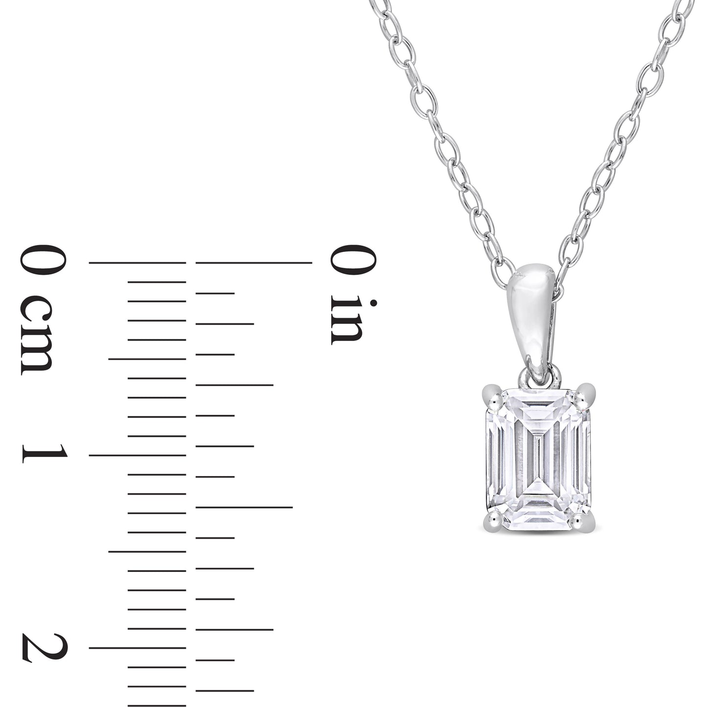 1ct Emerald Cut Moissanite Solitaire Necklace in Sterling Silver
