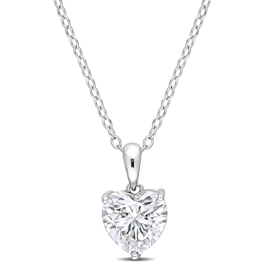 2ct Heart Cut Moissanite Solitaire Necklace in Sterling Silver
