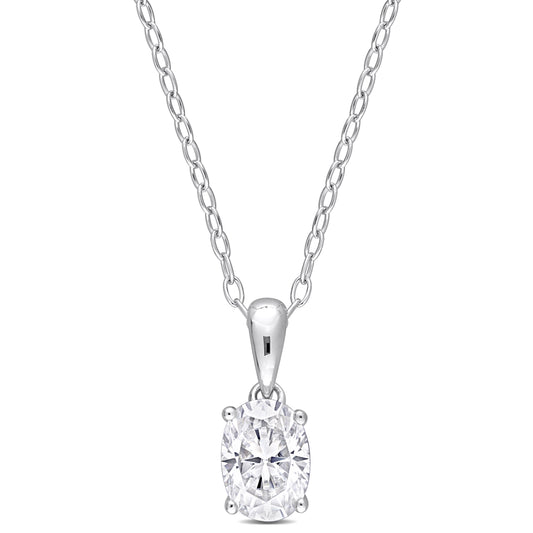 1ct Oval Cut Moissanite Solitaire Necklace in Sterling Silver