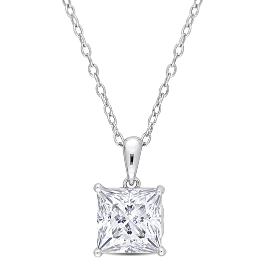 3ct Princess Cut Moissanite Solitaire Necklace in Sterling Silver