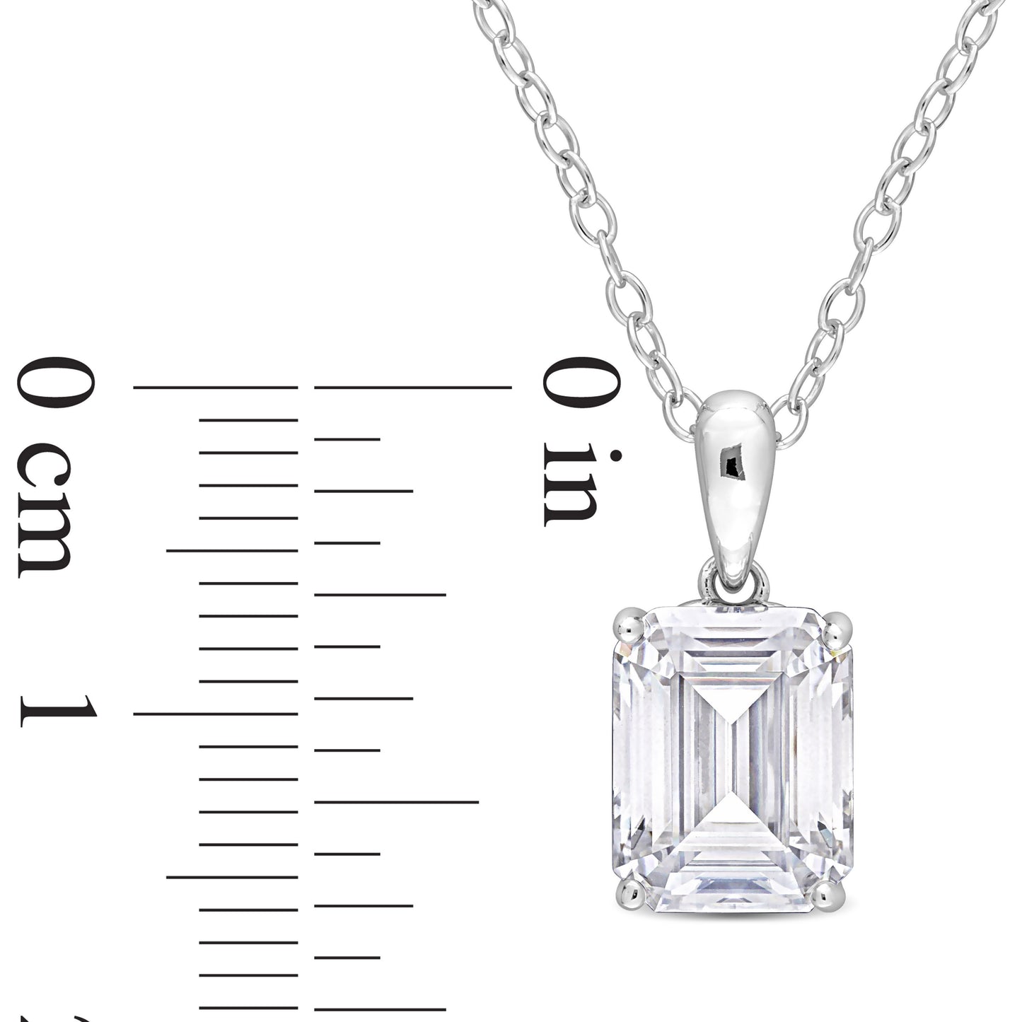 2 1/2ct Emerald Cut Moissanite Solitaire Necklace in Sterling Silver