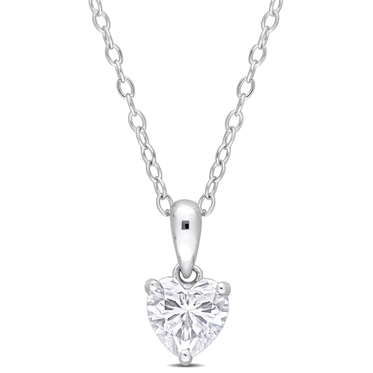 3/4ct Heart Cut Moissanite Solitaire Necklace in Sterling Silver