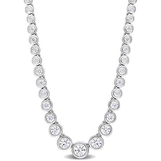 2 3/4ct Moissanite Bezel Necklace in Sterling Silver