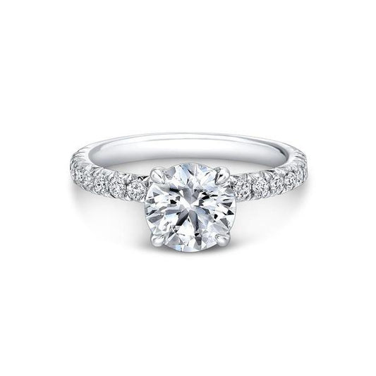 Round Cut Diamond French Pavé Engagement Ring