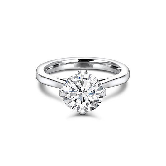 Round Cut Moissanite Solitaire Engagement Ring