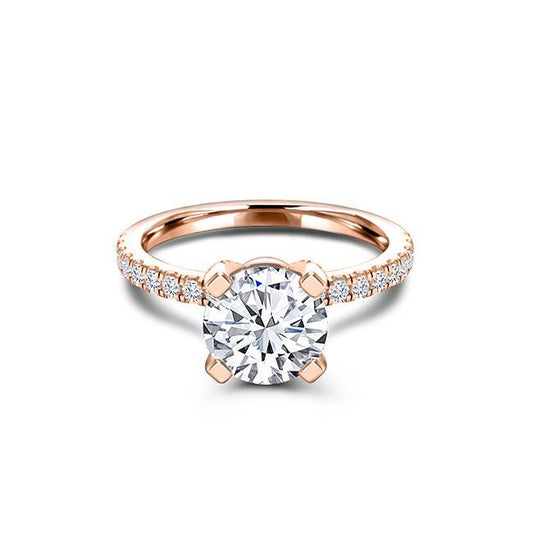 Round Cut Moissanite Pavé Engagement Ring