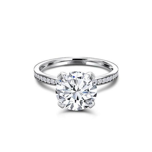 Round Cut Moissanite Pavé Engagement Ring