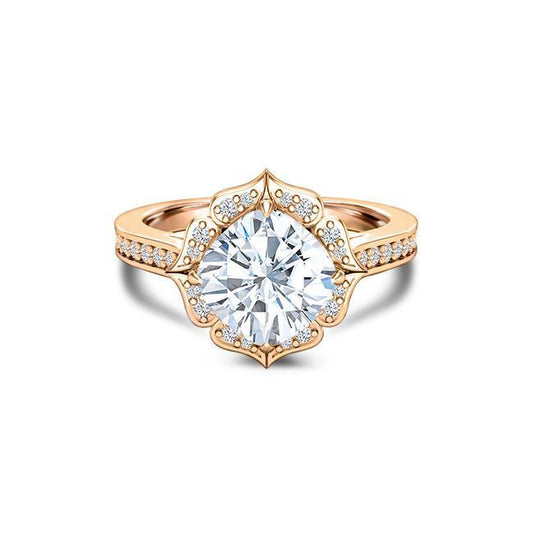 Cushion Cut Moissanite Halo Engagement Ring