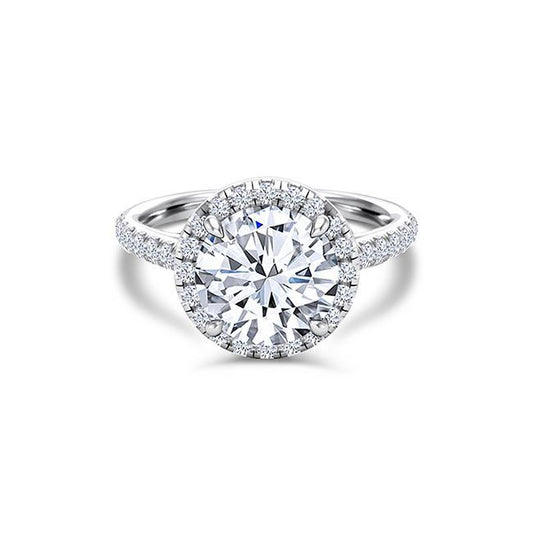 Round Cut Moissanite Halo Engagement Ring