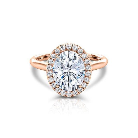 Oval Cut Moissanite Halo Engagement Ring