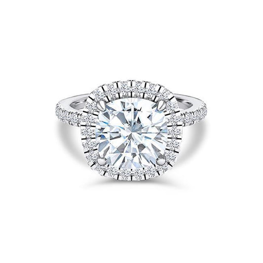 Cushion Cut Moissanite Halo Pavé Engagement Ring