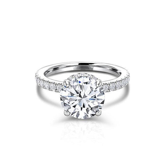 Round Cut Moissanite Halo Pavé Engagement Ring