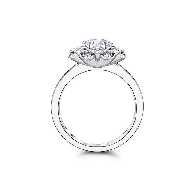 Round Cut Moissanite Halo Engagement Ring