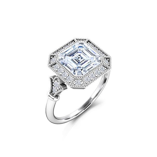 Asscher Cut Moissanite Engagement Ring