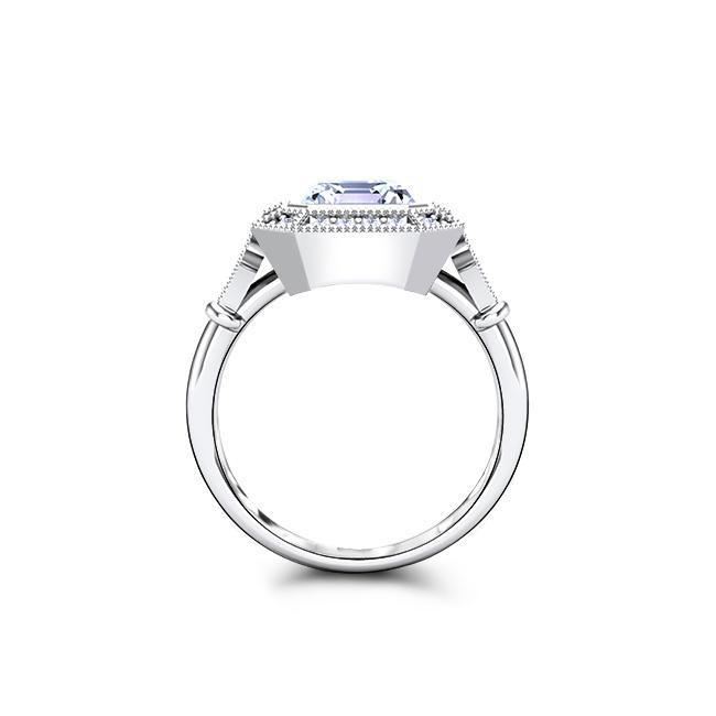 Asscher Cut Moissanite Engagement Ring