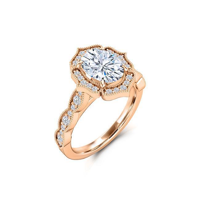 Art Deco Moissanite Halo Engagement Ring