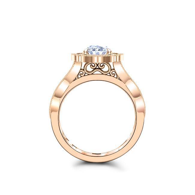 Art Deco Moissanite Halo Engagement Ring