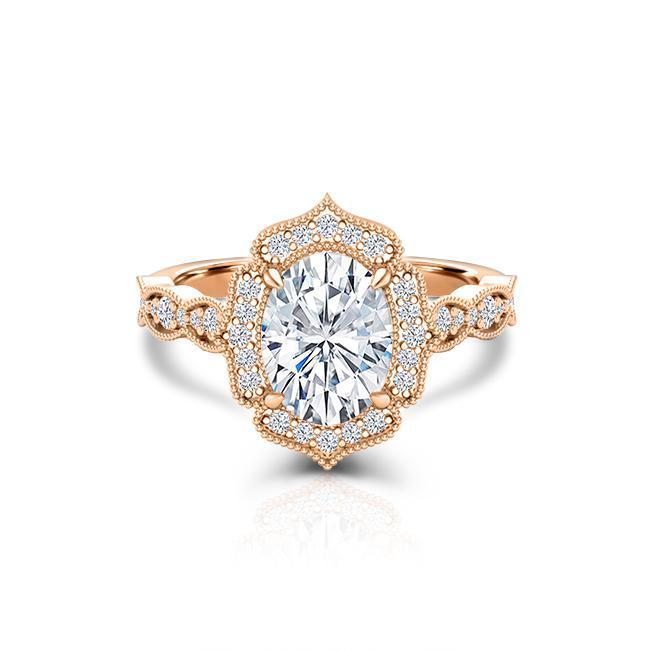 Art Deco Moissanite Halo Engagement Ring