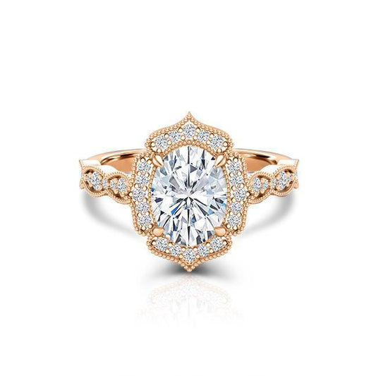 Art Deco Moissanite Halo Engagement Ring