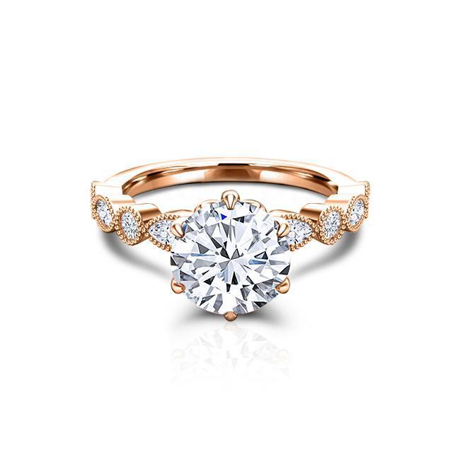 Round Cut Floral Moissanite Engagement Ring