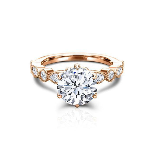 Round Cut Floral Moissanite Engagement Ring