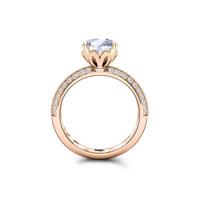 Art Deco Floral Moissanite Engagement Ring