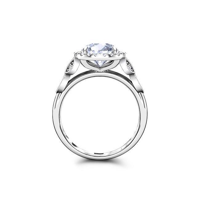 Round Cut Moissanite Antique Halo Engagement Ring