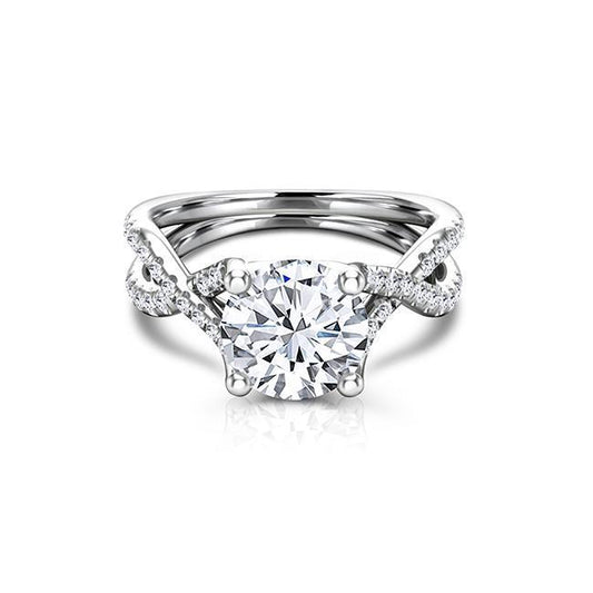 Round Cut Moissanite Infinity Engagement Ring