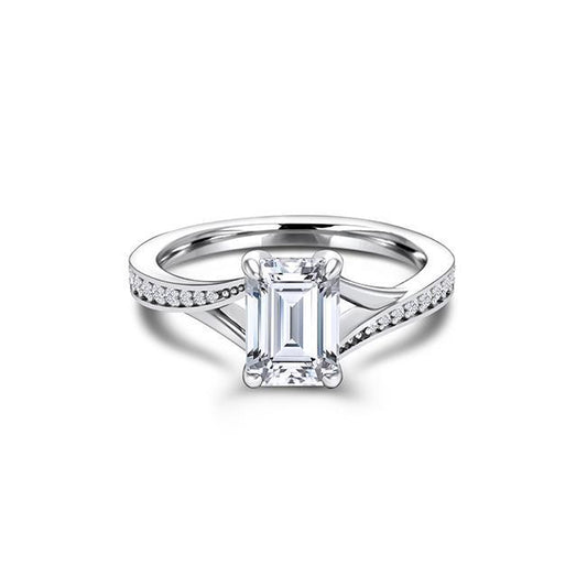 Emerald Cut Moissanite Engagement Ring